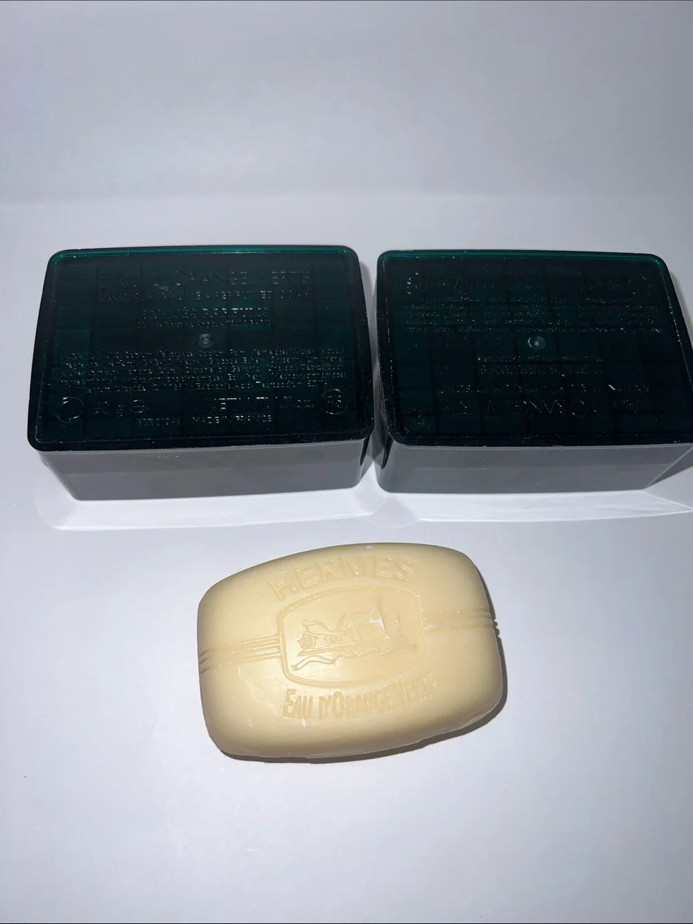 Vintage HERMES Eau d’Orange Verte Scented Soap In Lucite Box Vintage 0.8 oz